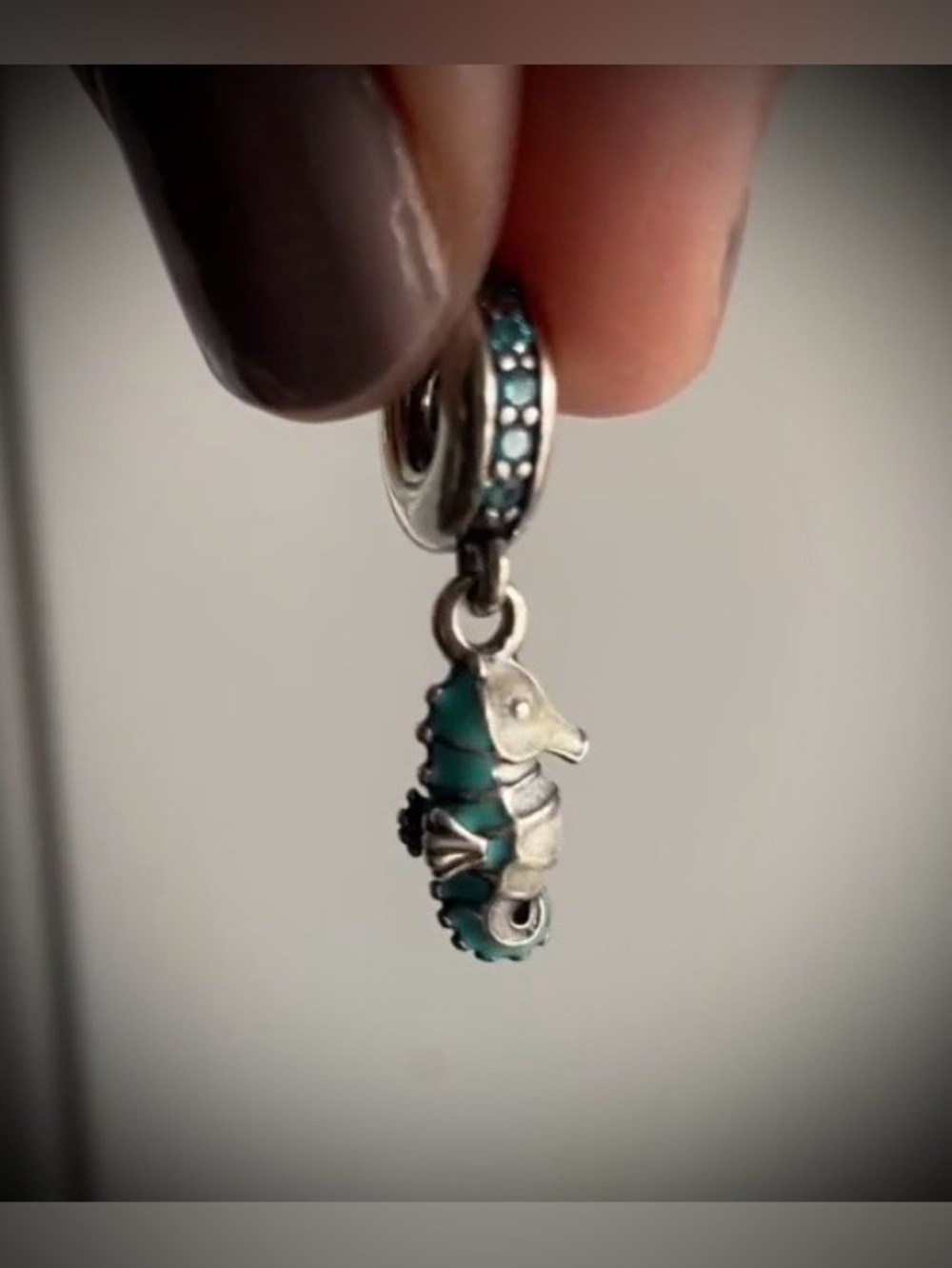 Pandora Turquoise Seahorse Dangle Charm - Retired